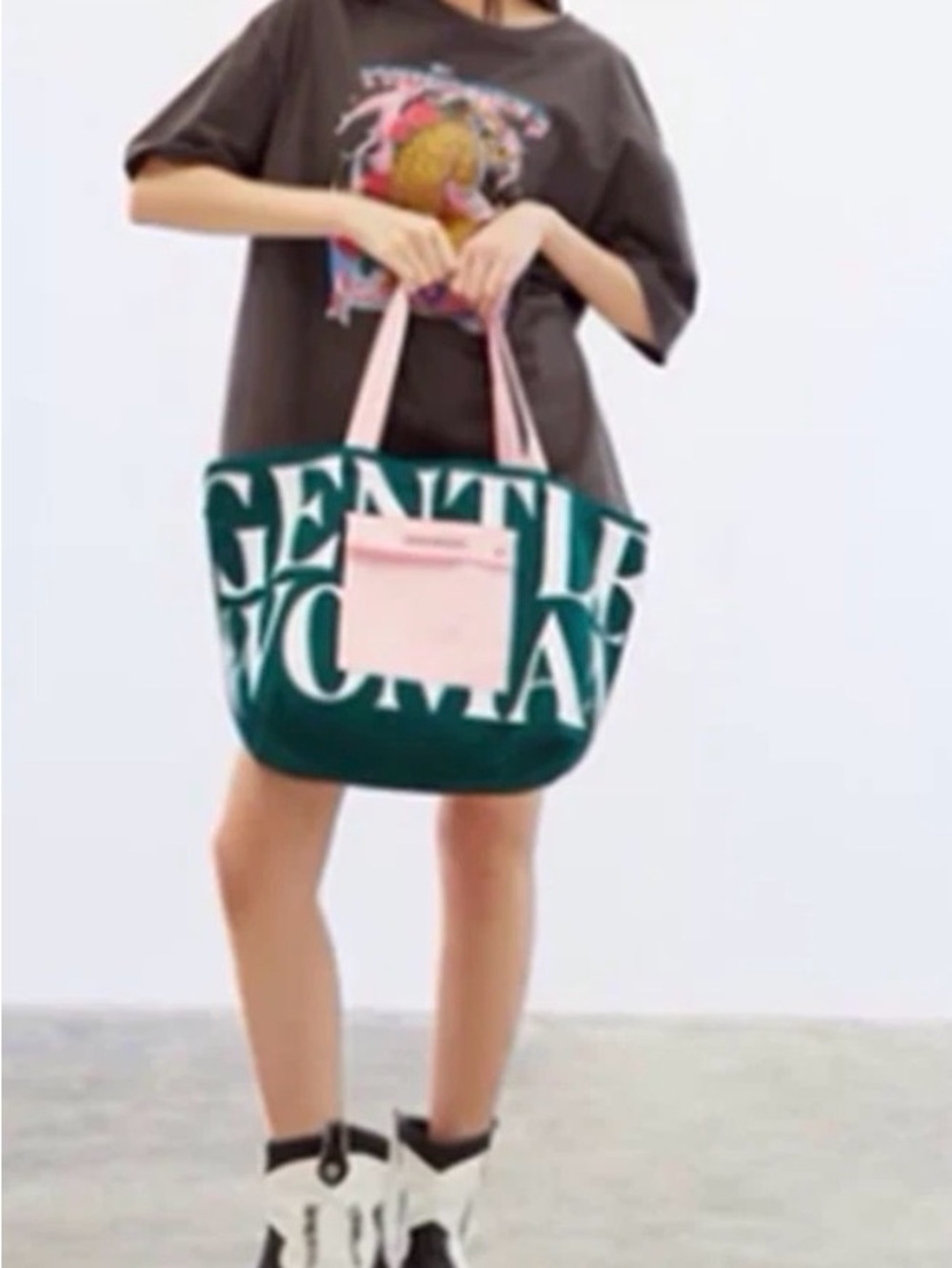 Gentlewoman Pink & Green Statement Tote Bag - Picture 2 of 9